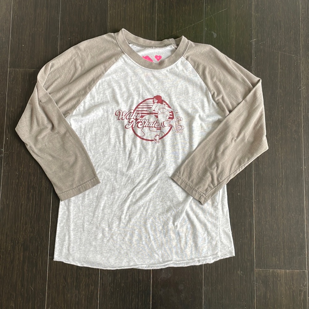 Wake N Skate Rollerskate Baseball Tee